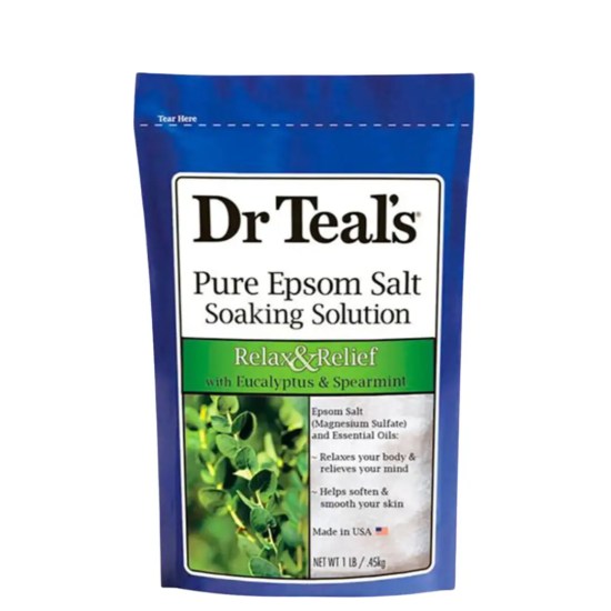 alt="Sal pura de Epsom Dr Teal’s con eucalipto y menta 450g – relaja músculos tensos, alivia el estrés y revitaliza el cuerpo con aceites esenciales refrescantes – Modum Chile"